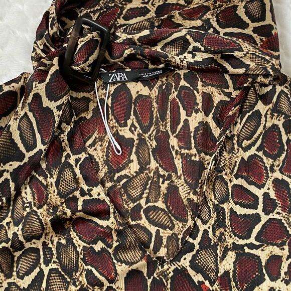 ZARA WMN'S Animal Print Shirt‎ Flowy V-neck Top Blouse S NWOT - Picture 15 of 16